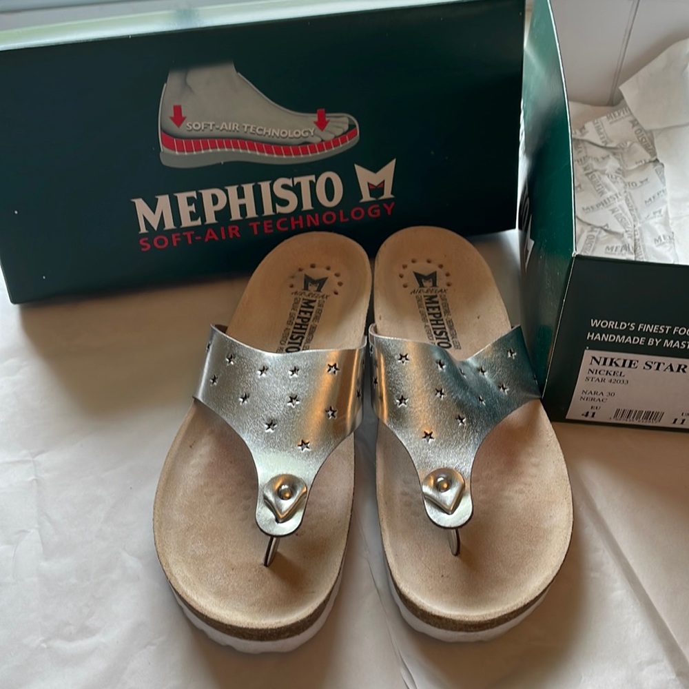 Mephisto Nara Sandals. Silver, Sz.41
